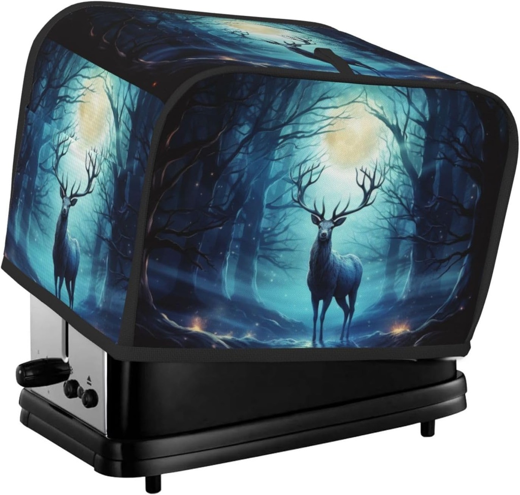 Moonlight Deer 2 Slice Toaster Covers Dustproof Splash-Proof Bread Machine Cover Fingerprint Protectors Small Washable Kitchen Appliance Cover Universal Size