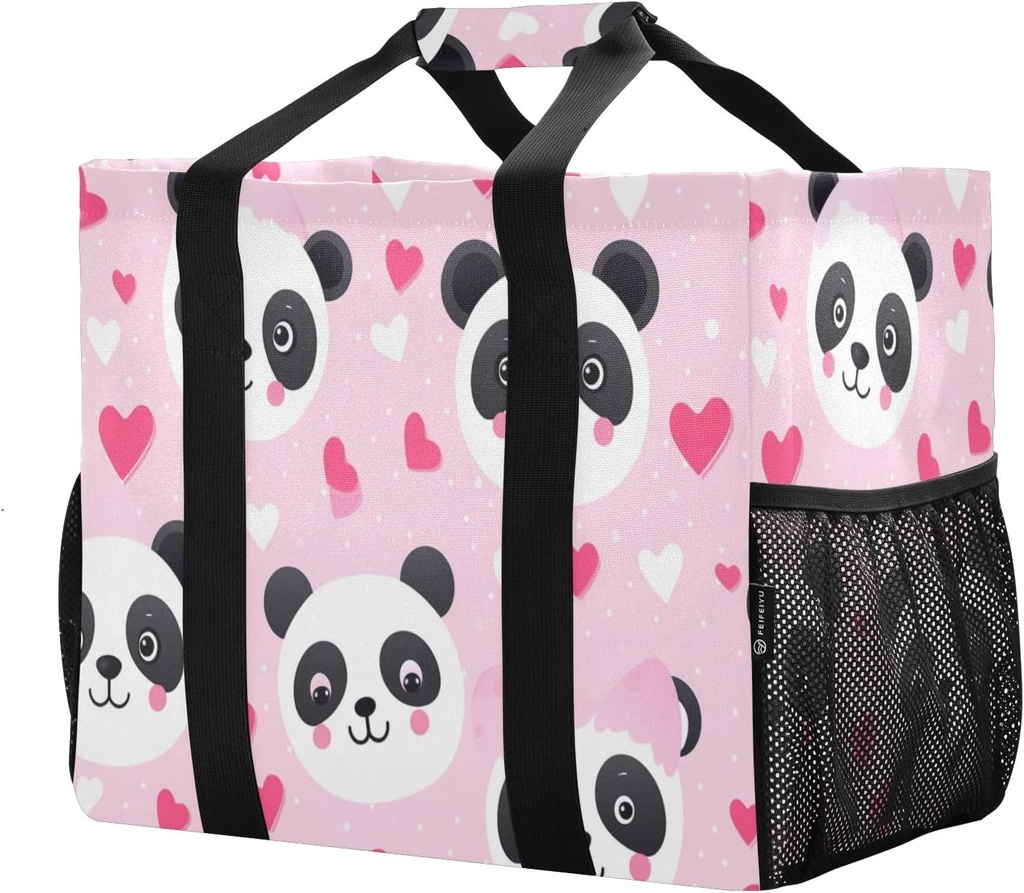 Panda Lovely Reusable Grocery Bags Shopping Bags Kitchen Travel Tote Bag Washable Beach Bag
