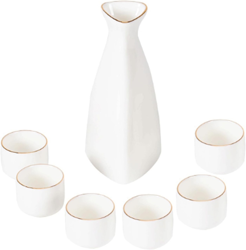 Ceramic Sake Cups Japanese Sake Set Hot and Cold Sake Container Liquor Dispenser Japanese Style Sake Stoneware