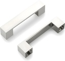 Hickory Hardware Heritage 10 Pack Square Cabinet Pulls, Low Profile Handles for Kitchen Cabinet Doors, Dresser Drawers & Bathroom Vanity, 3-3/4 Inch (96mm) Center to Center, Satin Nickel