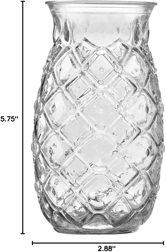 SET of 4, Libbey 56880 17 oz. Pineapple Glass w/Signature Party Picks