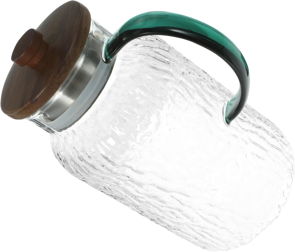 1pc Large Capacity Glass Pitcher Lid Water Jug for Fridge for Iced Tea Juice Milk and Beverages Stylish and Practical Design