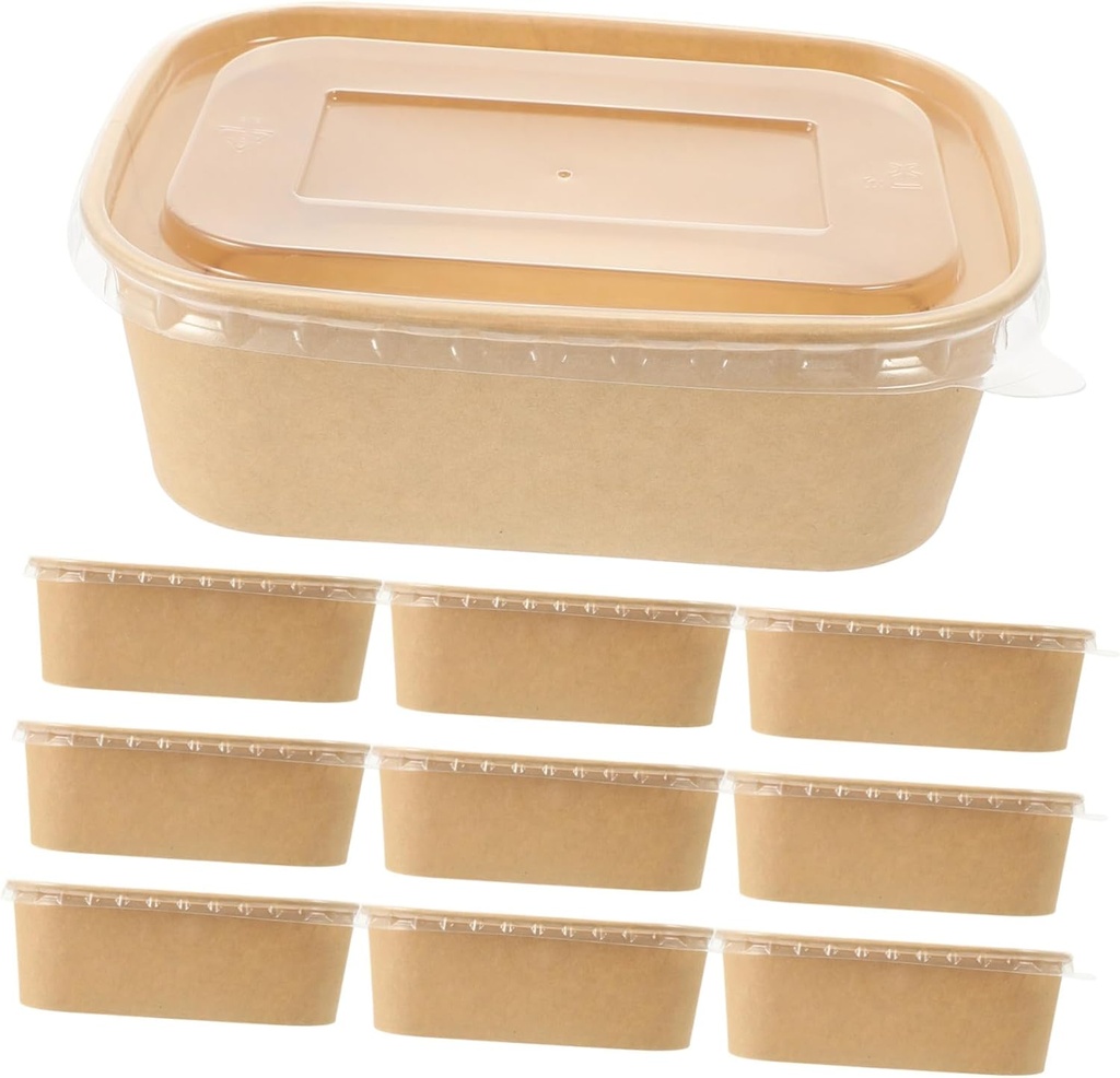CHILDWEET 10sets Kraft Paper Lunch Boxes Snack Boxes Take Out Food Containers French Fries