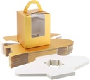EUSOAR Gold Cupcake Boxes, 25pcs 3.6"x 3.6"x 4.3" Single Cupcake Carrier with Window Insert and Handle, Kraft Pastry Containers, Muffins Cupcake Carriers for Bakery Wrapping Party Favor Packing