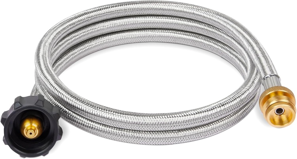 SHINESTAR Propane Hose Adapter & 5 FT Braided Hose for Buddy Heaters, Coleman Stoves, Blackstone 17" 22" Tabletop Griddle, Char-Broil Portable Grills, Weber Q Grills- Converts 1 lb to 20 lb Cylinders