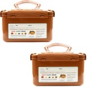 Crazy Korean Cooking Premium Kimchi, Sauerkraut Fermentation and Storage Container with Inner Vacuum Lid, Sandy Brown 1.3 Gal (5.2L) 2 PACK