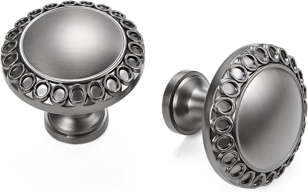 10 Gunmetal Grey Knobs - 1.26 Inch - Stylish Cabinet Knobs for Kitchen,Bathroom Drawer Knob