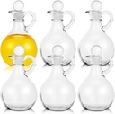 Suclain 6 Set Glass Oil Bottle with Spout, Olive Oil Dispenser Cruet Bottle with Stopper Vinegar Dispenser Set Cruet Bottle Pourer Stopper Pot for Syrup Olive Oil Salad Water (Elegant Style)