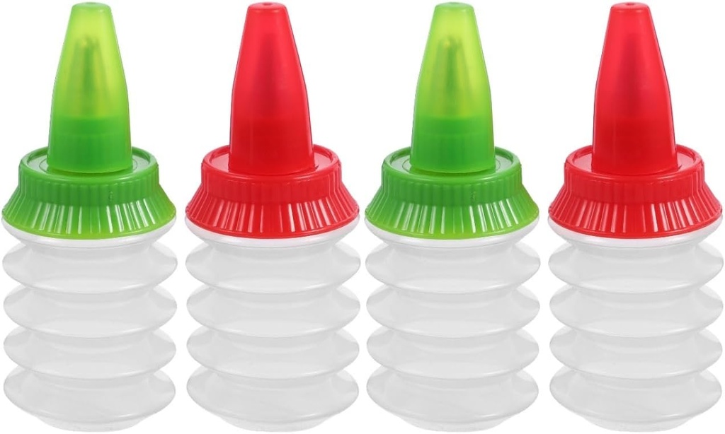 UPKOCH 4 Pack Icing Squeeze Bottle Cookie Icing Bottles Small Plastic Piping Cream Squeeze Writer Food Coloring Cake Decorating Supplies, Home Baking Assorted Colors