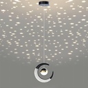 7.9-Inch Moon Shaped Star Bedside Pendant, Acrylic Pendant Light, Modern LED Pendant for Bedroom, Living Room - 2-Piece Set, Black Warm Light