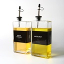 Olive Oil Dispenser for Kitchen, Cooking Oil and Vinegar Set, Soy Sauce and Coffee Syrup Bottles - 2 Pcs, Silver