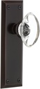Nostalgic Warehouse New York Plate Privacy Oval Clear Crystal Glass Door Knob in Timeless Bronze