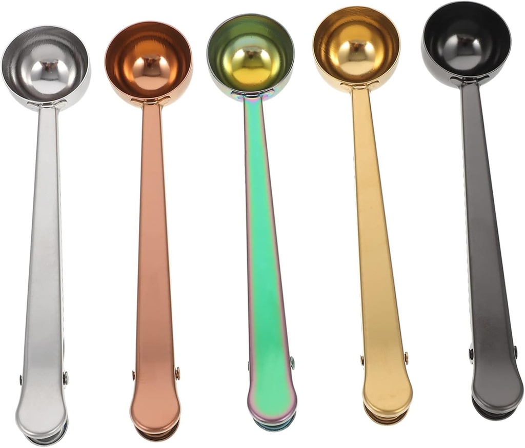 5pcs Coffee Accessories Bar Clip Spoon for Coffee Ground Tea Espresso Machines Bag Clip