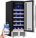 BODEGA Wine Fridge Freestanding, 15 inch Under Counter Wine Refrigerator, Champagne Cooler with App Control, Glass Door, for Kitchen, Bedroom, Home, Office, Holds 31 Bottles