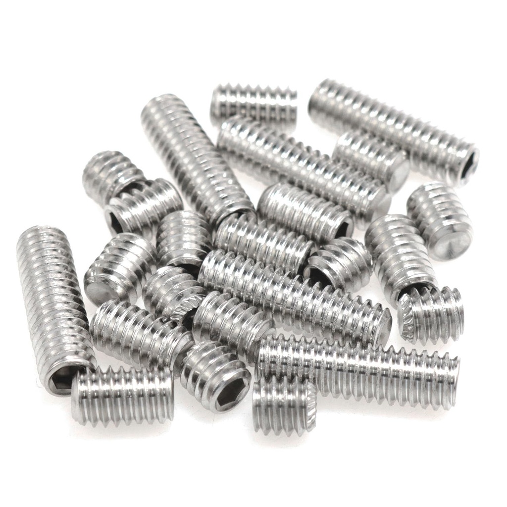 Hex Socket Set Screws 304 Stainless Steel Full Thread Screws Hex Head Screw Set Flat Head Screws 5/16-18" 4 Sizes for Bathroom Lamps Door Handles Lamps, etc. 24PCS