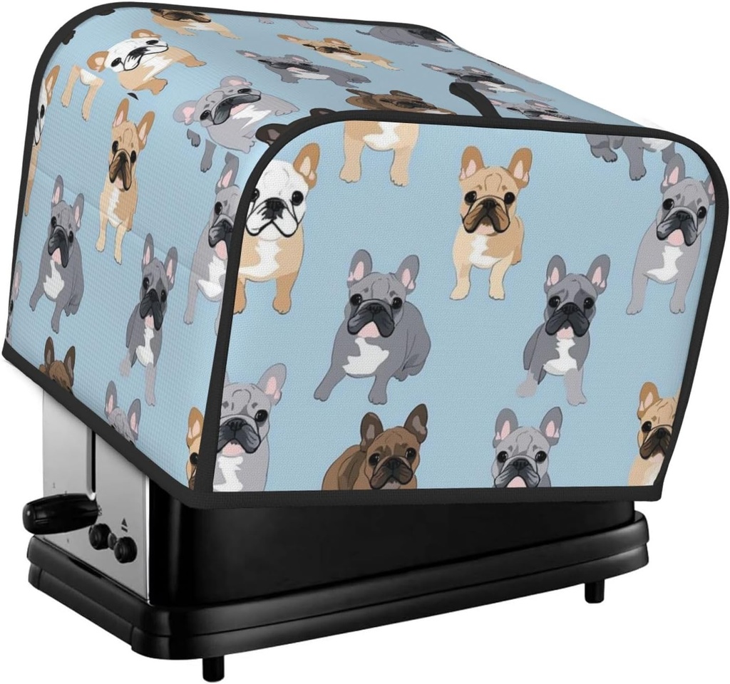 English Bulldogs Toaster Cover Bread Machine Cover Fits For 4 Slice Toasters Anti-Sputtering Bread Cover Washable Bread Maker Cover Dust Cover