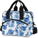 ALAZA Blue Rose Floral Flower Insulated Lunch Bag Box Reusable Cooler Bags with Shoulder Strap for Women Men Adult Kids, 19-Can (12.5L)