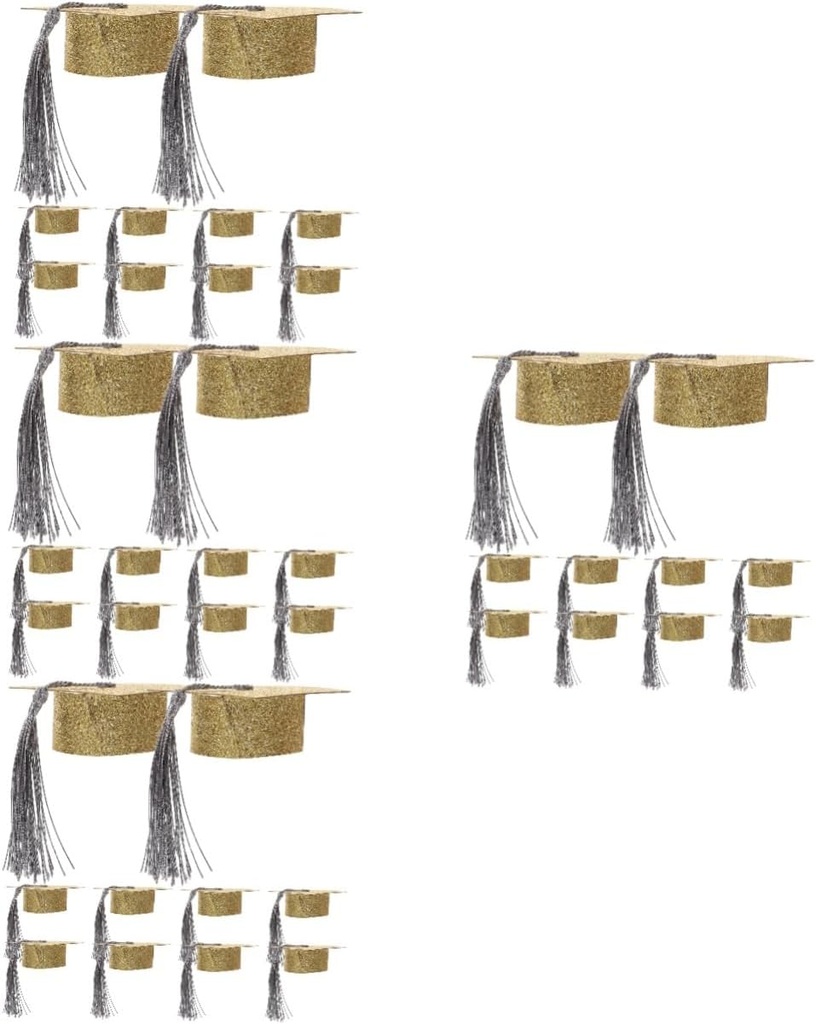 ABOOFAN 40pcs Graduation Hat Goblet Covers Reusable Wine Goblet Decor for Graduation Parties and Creative Design for Celebrating Friends and Classmates