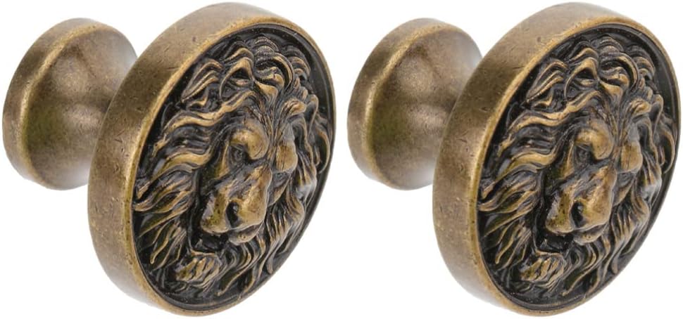 Cabinet Knob Lion Head Handle: 2pcs Zinc Alloy Drawer Dresser Knobs and Handles Door Pulls Handle Single Hole Knobs for Kitchen Bathroom Dresser Furniture Accessories