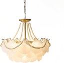 Modern Chandelier Ceiling Pendant Light Adjustable Height Pendant Light Golden Pearl Shell Large for Dining Room Bedroom-Golden 50 * 26cm