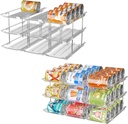 Attelite Can Organizer for Pantry, 6 Sets 3Tiers Can Storage Organizer Pantry, Soda Can Organizer for Fridge 72 Cans Rack Automatic Rolling Stackable Canned Food Organizer,Clear