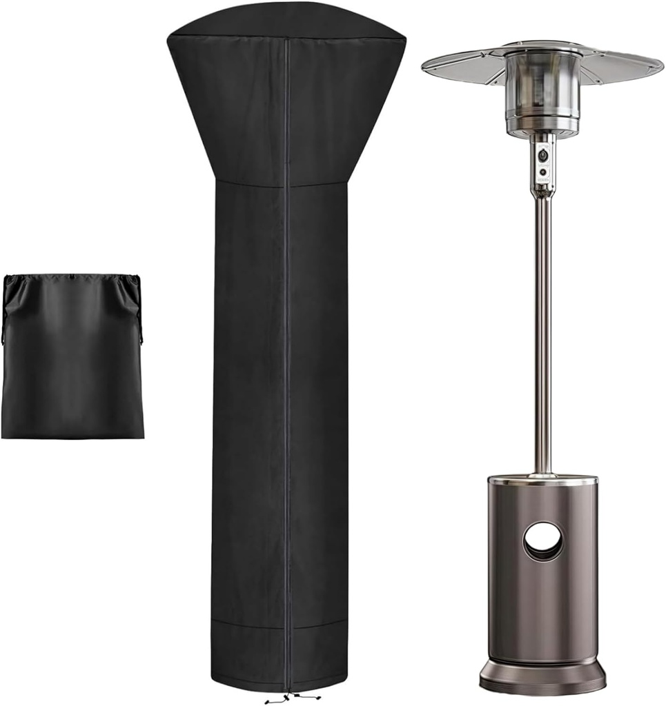 Patio Heater Covers, Outdoor Heater Cover for Standing Heater with Zipper and Storage Bag, Waterproof,Dustproof,Windproof,UV-Resisant,Snow-Resistant 89''H x 33.5"D x 19.5"B (Black - 1 Pack)