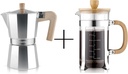 Sivaphe Aluminum Moka Pot Stovetop Espresso and Coffee Maker and French Press Coffee/Tea Maker with Bamboo Lid and Hand
