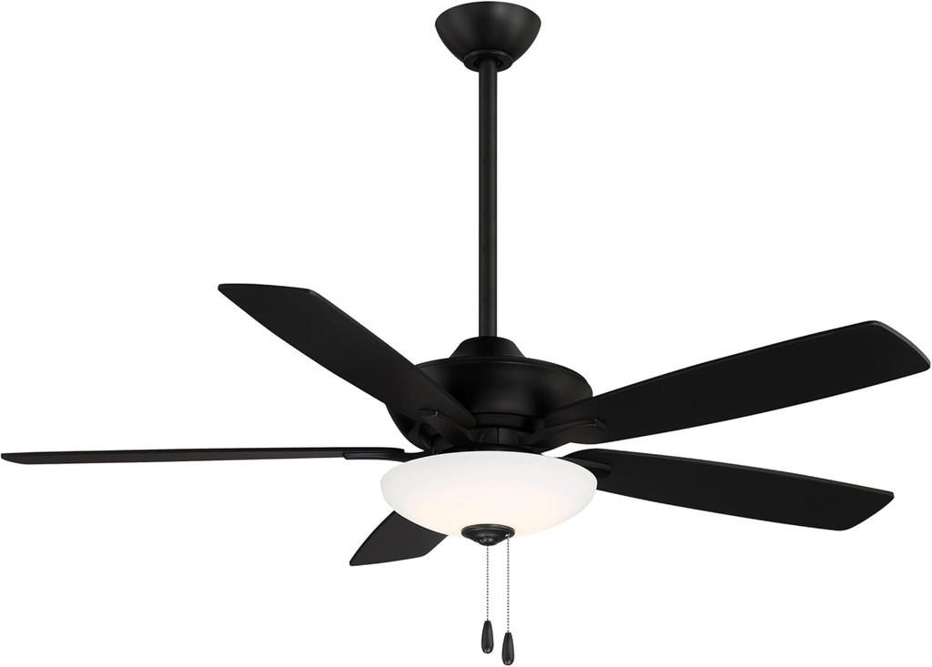 MINKA-AIRE F553L-CL Minute 52" 5-Blade LED Ceiling Fan in Coal Finish with Coal Blades and an Etched White Glass