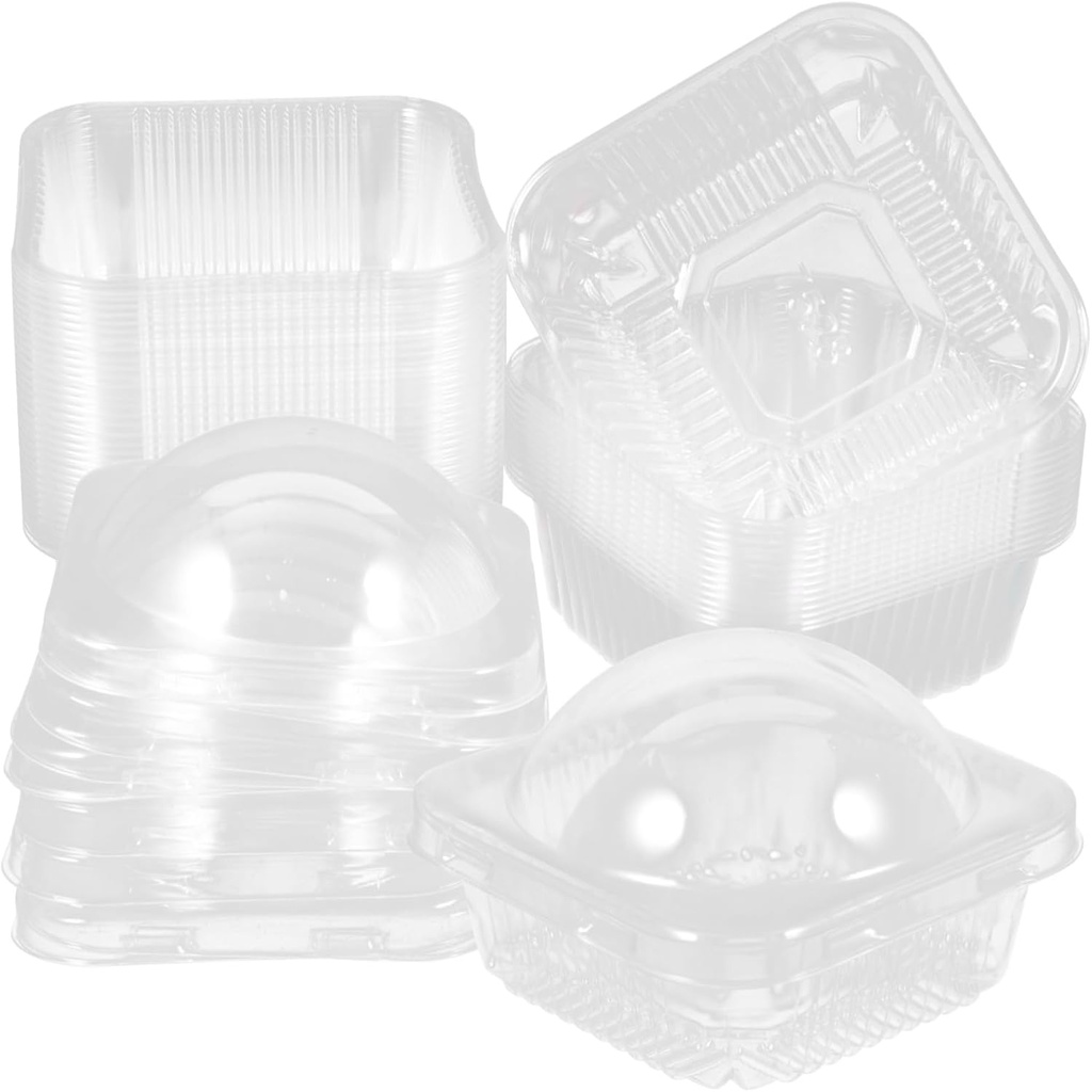 50Pcs Transparent Round Pet Dessert Packaging Boxes with Lids for Cupcakes Egg Yolk Compact Pastry Containers for Weddings Parties and Special Occasions