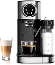 20 Bar Compact Espresso Machine with Steam Milk Frother，Professional Espresso Maker for Home and Office，1350W Touchscreen Cappuccino ＆ Latte Machine，57oz Detachable Water Tank，Black