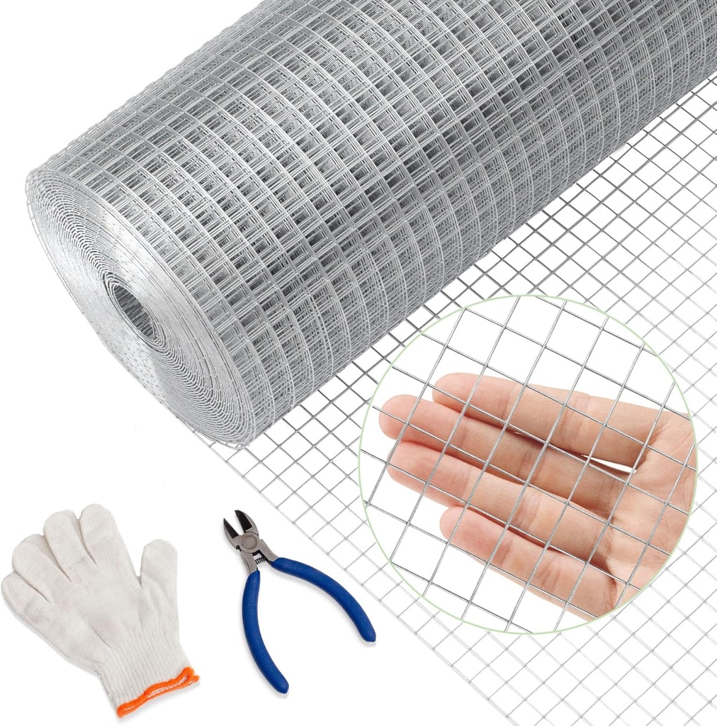 1/2inch 36Inch（H）x100Ft（L）19 Gauge Hardware Cloth Chicken Wire Fencing Hot-Dipped Galvanized Welded Chicken Wire Mesh Roll Metal Fence for Poultry Cage Home Improvement Projects