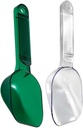 Cabilock 2Pcs Portable Multi Use Grain Scoops with Clip Handle Food Grade Safe Rice and Cereal Measuring Spoons for Kitchen Cooking and Baking Transparent White Green