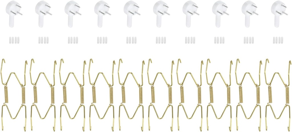 uxcell 10Pcs Plate Hanger, 4 inch universal Brass Invisible Wall Plate Hangers with 10Pcs Wall Hooks for Decorative Plates, Gold