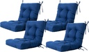ARTPLAN Seat/Back Outdoor Chair Cushion,Set of 4 Patio Chair Cushion with Tie,Tufted Replacement for Patio Furniture,40x20x4 Inches,4 Count, Classic Blue