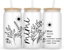 Mimi Definition Frosted Glass Cup 16Oz - Wildflower Mimi Tumbler Glass 16 Oz - Mimi Noun Coffee Mug - Birthday Gifts For Mimi - Mothers Day Gifts For Mimi - Mimi Iced Coffee Cup