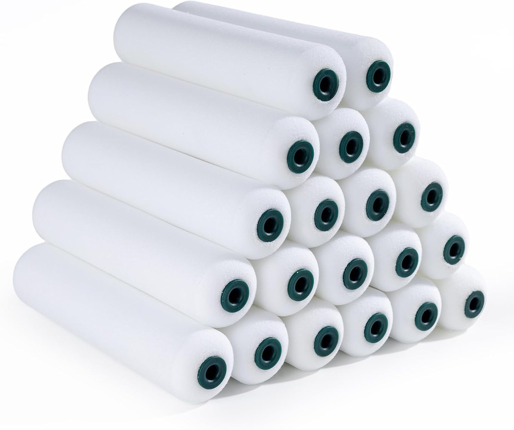 Foam Paint Roller, 20 Pack, 6 Inch Mini Paint Roller Covers, High Density Foam Paint Roller, Small Paint Rollers for All Flat Surfaces, Suitable for Wall，Kitchen Cabinets, Doors, Tables