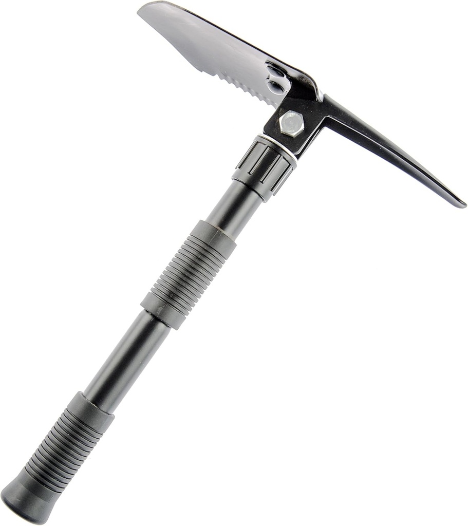 SE 16" 3-in-1 Mini Folding Shovel with Pick and Saw - Compact, Heat-Treated Carbon Steel Tool with Carrying Case