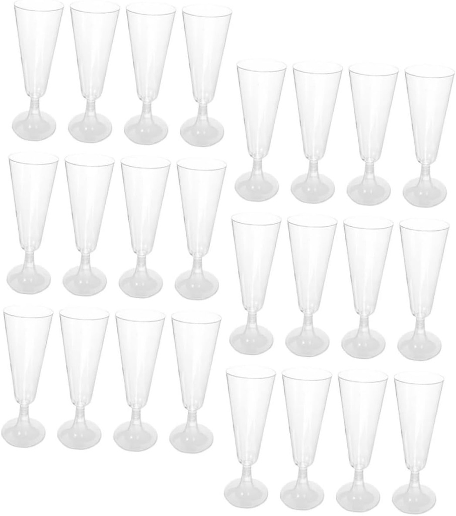 Kichvoe 40pcs Plastic Cocktail Goblets Unbreakable Flutes for Weddings Parties Gatherings Lightweight Transparent Stemmed Cups