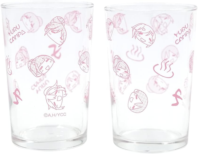 Yurucamp Bathing Glass Cup Set, Amazon Exclusive Color, Pink