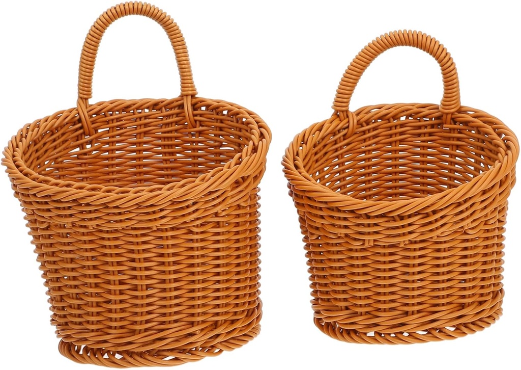 2pcs Wall Hanging Woven Storage Basket Decorative Organizer for Ginger Garlic and Onions Capacity Decorative Wall for Kitchen Storage and Decor