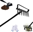 8-Tines Rake and Stirrup Hoe, Metal Garden Hula Hoes Tiller Rake Tool with Adjustable Long Handle, Action Scuffle Loop Hoe for Weeding, Digging, Loosening Soil