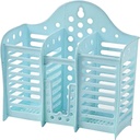 Cutlery Holder, Hanging Plastic Mesh Utensil Drying Rack Hollow Draining Chopstick Spoon Basket Drying Rack for Kitchen (Blue)