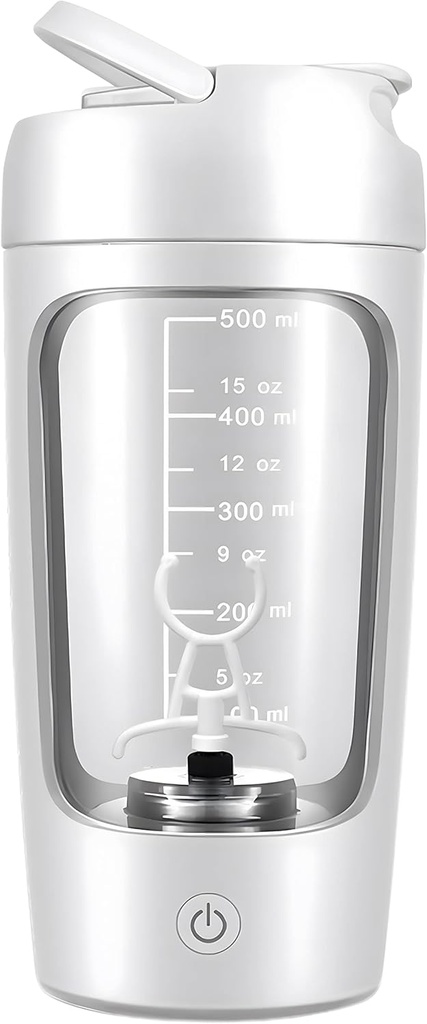 Electric Shaker Bottle for Protein Mixes USB Rechargeable (White)