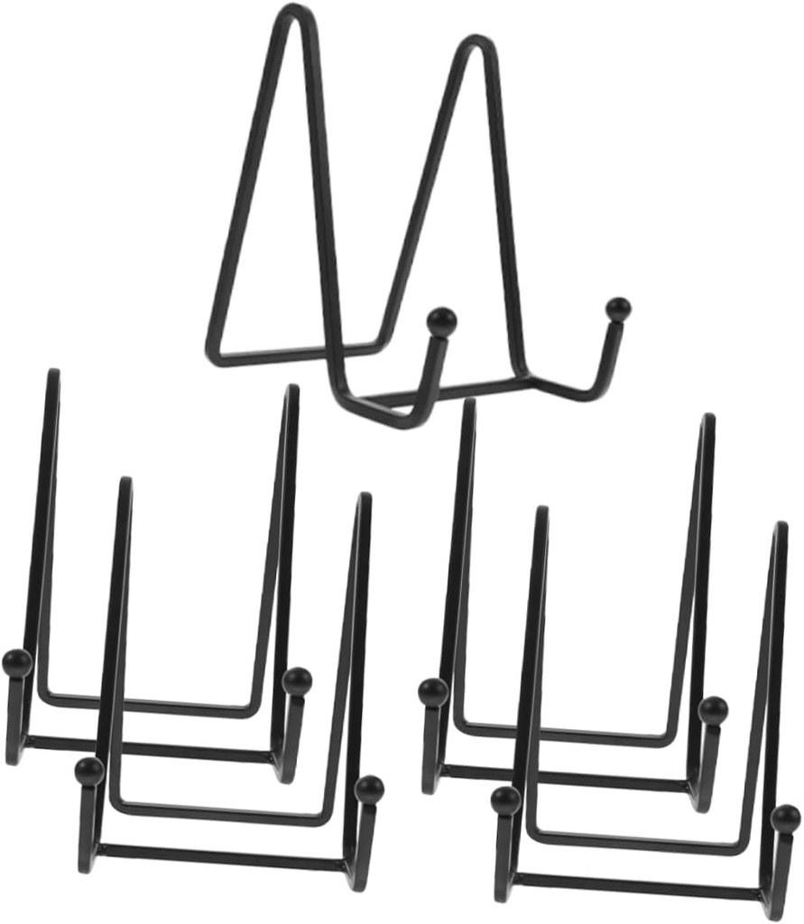 5pcs Iron Plate Display Stands for Artwork Collectible Plates and Photos Stable Easel Holder for Home and Retail Use for Living Room Kitchen and Gallery