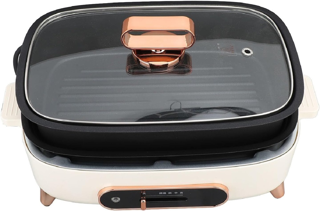 Diydeg Nonstick Electric Skillet, 1200W Adjustable Temperature Multifunction Electric Skillet with Glass Lid, Removable Electric Frying Pan for Family Party Fun (US Plug 110V 1100W Plus