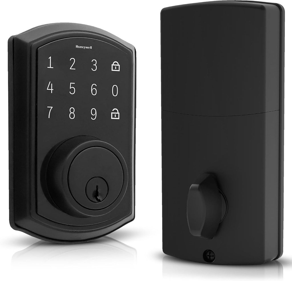 Honeywell Safes & Door Locks - Keyless Entry Door Lock with Touch Screen Keypad Deadbolt - Electronic Smart Lock with One-Touch Locking & 50 Different User Codes - 9 x 5 x 8 In - Matte Black, ‎8635004