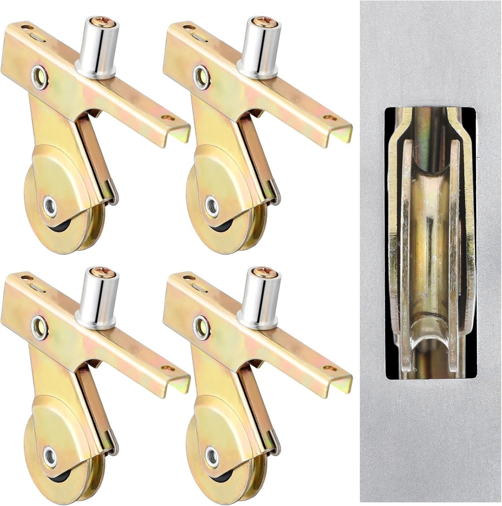 4 Pack Heavy Duty Steel Sliding Screen Door Rollers 1 Inch Smooth-Glide Roller with Spring-Loaded Arm, Adjusting Sleeve and Screws for DIY Repair, Screen Door Maintenance