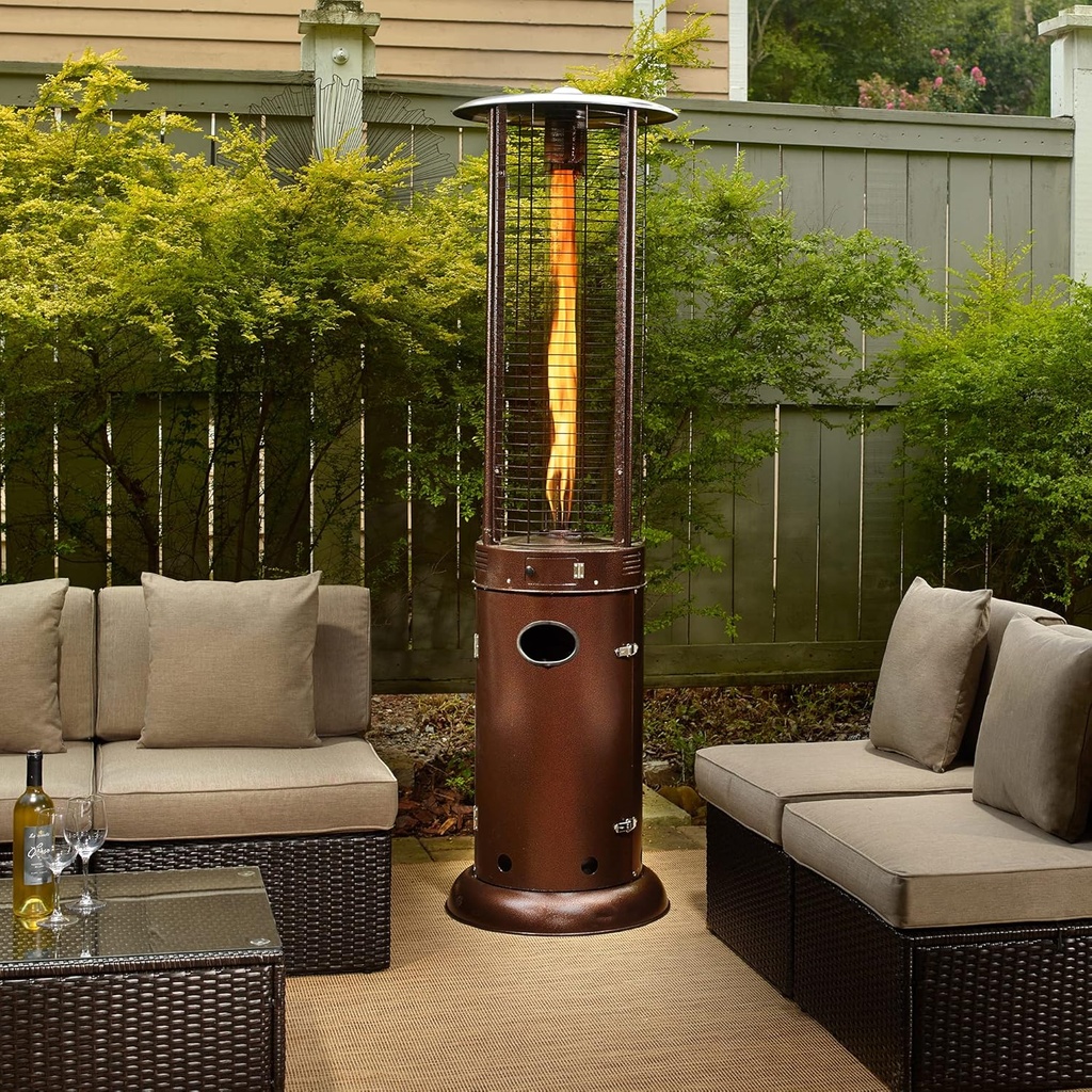 Pebble Lane Living, BromoHeat Floor-Standing Outdoor Patio Heater, 41,000BTUs Gas Cylinder, Stainless Steel with Bronze Finish, Requires Propane