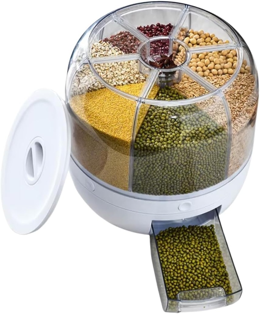rotating rice dispenser, rotating grain dispenser, Premium Rice Container, Grain Dispenser, Versatile Dry Food Dispenser with 360° Rotating Food Dispenser Feature for Easy Access (Small)