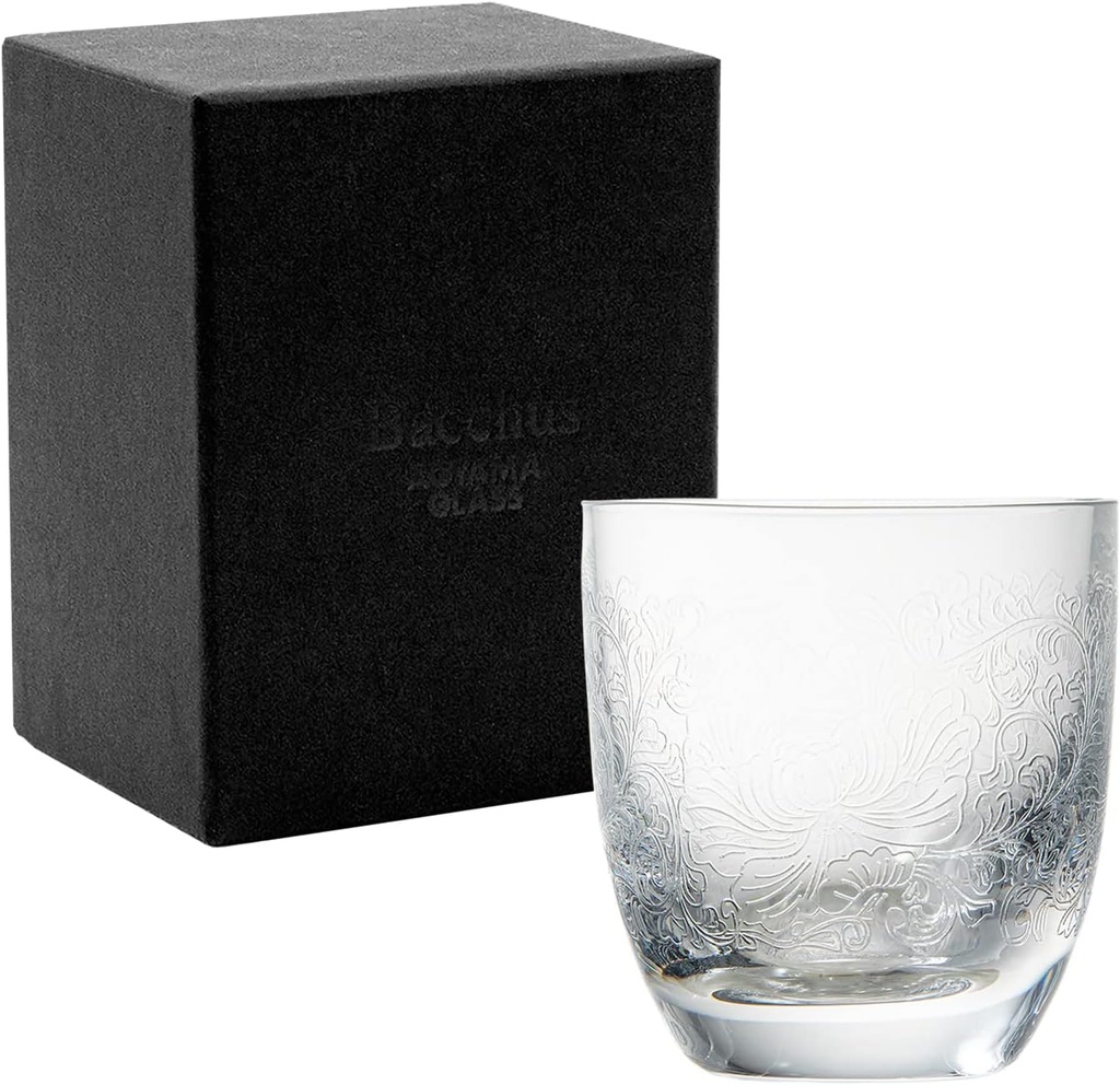 Aoyama Glass Bacchus AMG-7031-1S Japanese Sake Glass, Whiskey, Shot Glass, Approx. 3.1 fl oz (90 ml), Gift Set, Box, Father's Day, Gift, Men's, Flower, Made in the Czech Republic